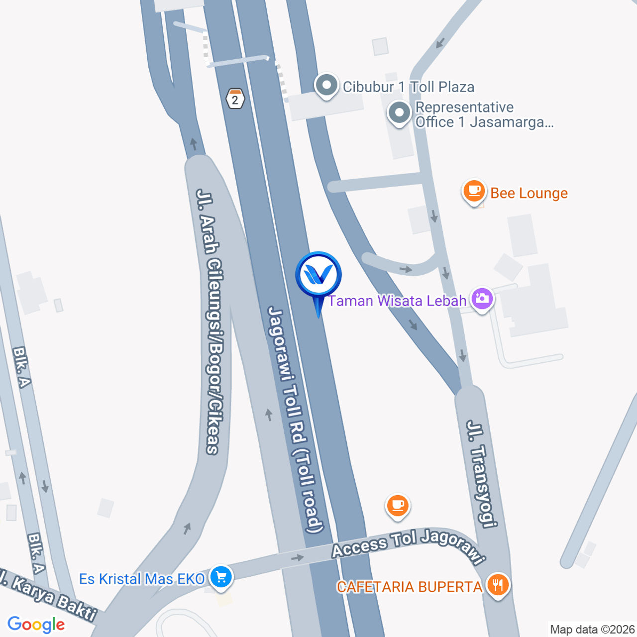 Peta Lokasi Tol Jagorawi KM 13+700 (A), Jakarta Timur
