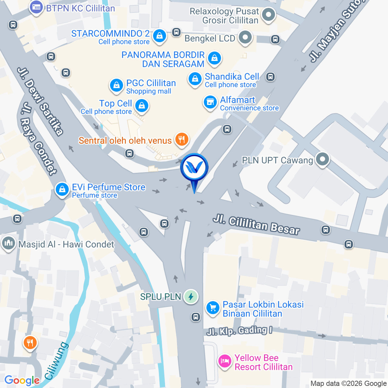 Peta Lokasi Jl. Mayjen Sutoyo (PGC), Jakarta Timur