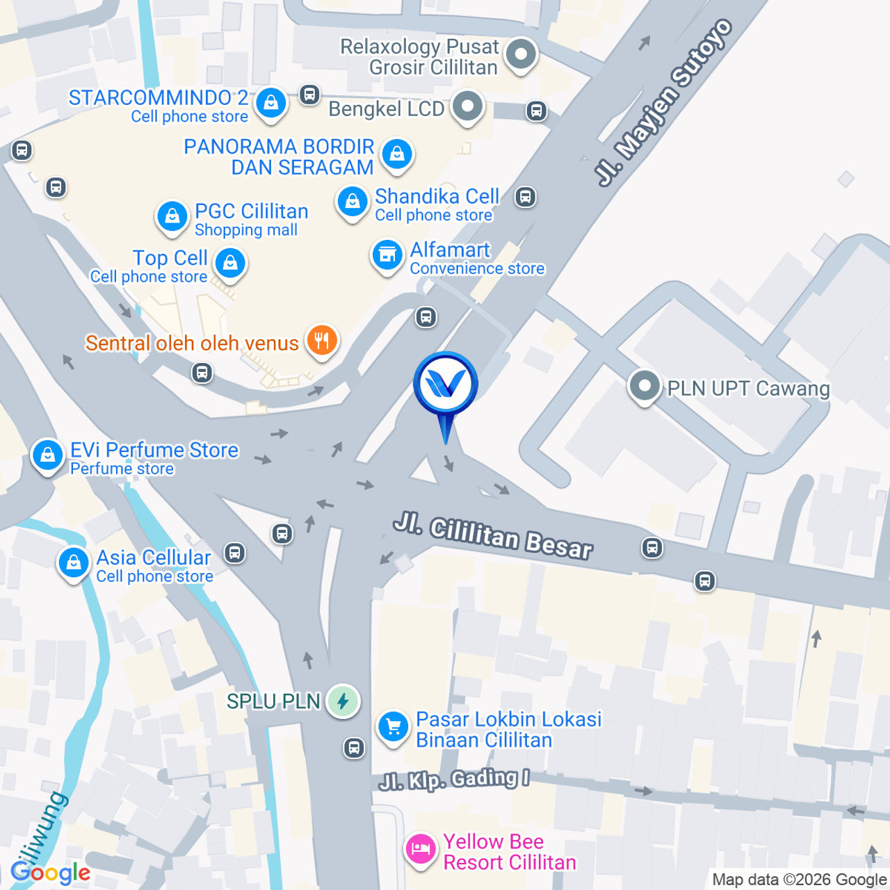 Peta Lokasi Simpang PGC Jl. Cililitan Besar - Jl. Raya Condet, Jakarta Timur
