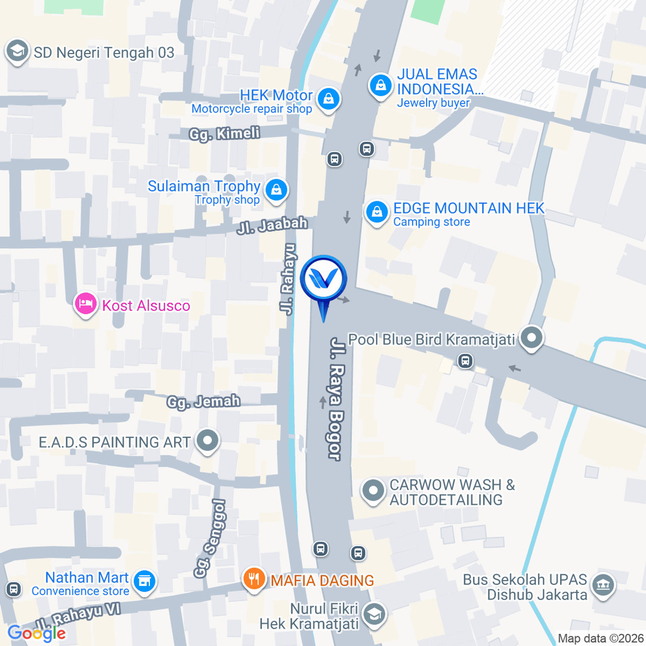 Peta Lokasi Simpang HEK Jl. Raya Bogor - Jl. Raya Pondok Gede, Jakarta Timur