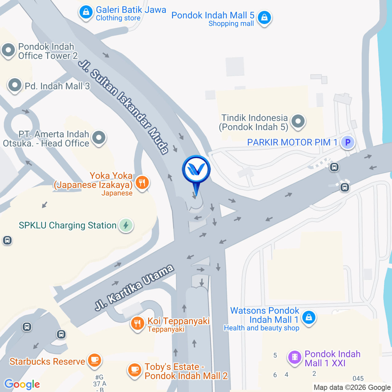 Peta Lokasi Underpass Pondok Indah Jl. Sultan Iskandar Muda, Jakarta Selatan
