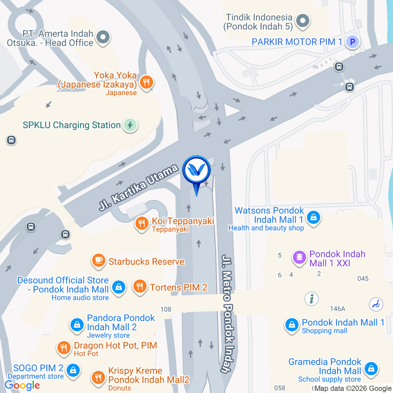 Peta Lokasi Underpass Pondok Indah Jl. Sultan Iskandar Muda, Jakarta Selatan