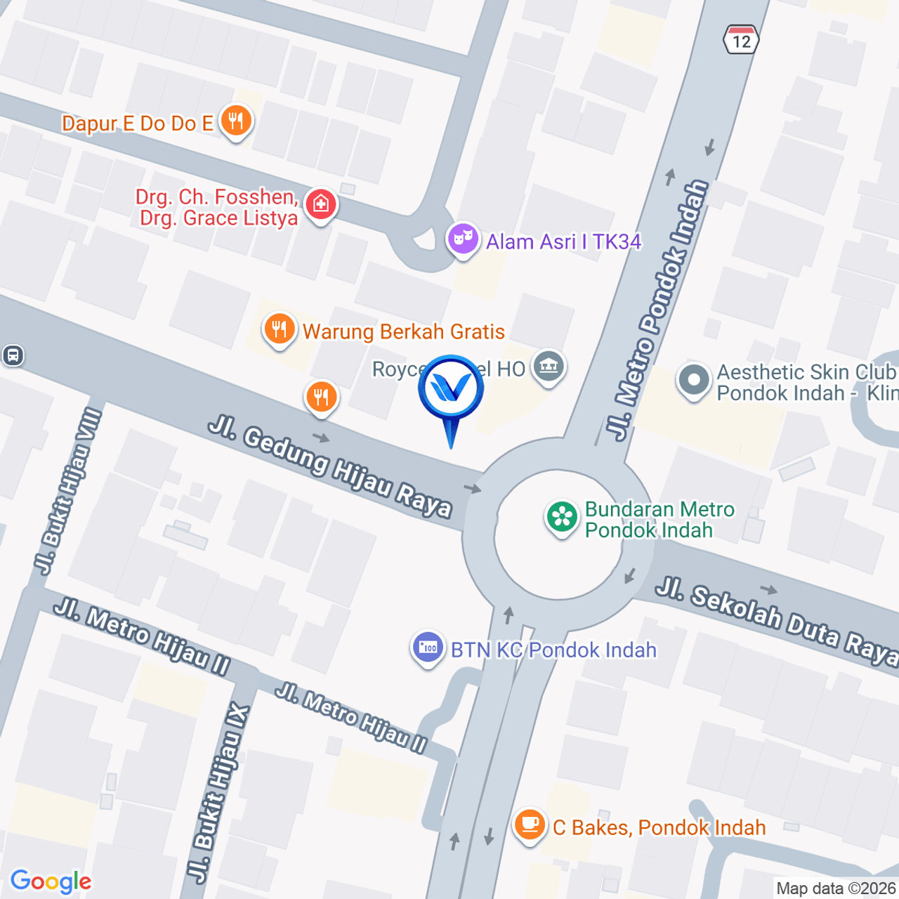Peta Lokasi Jl. Gedung Hijau Raya (Bundaran Pondok Indah), Jakarta Selatan