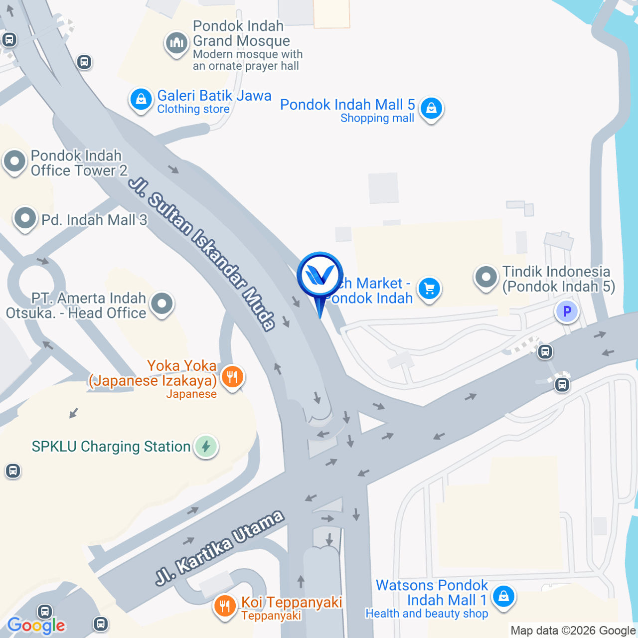 Peta Lokasi Jl. Sultan Iskandar Muda - Pondok Indah (depan Ranch Market), Jakarta Selatan