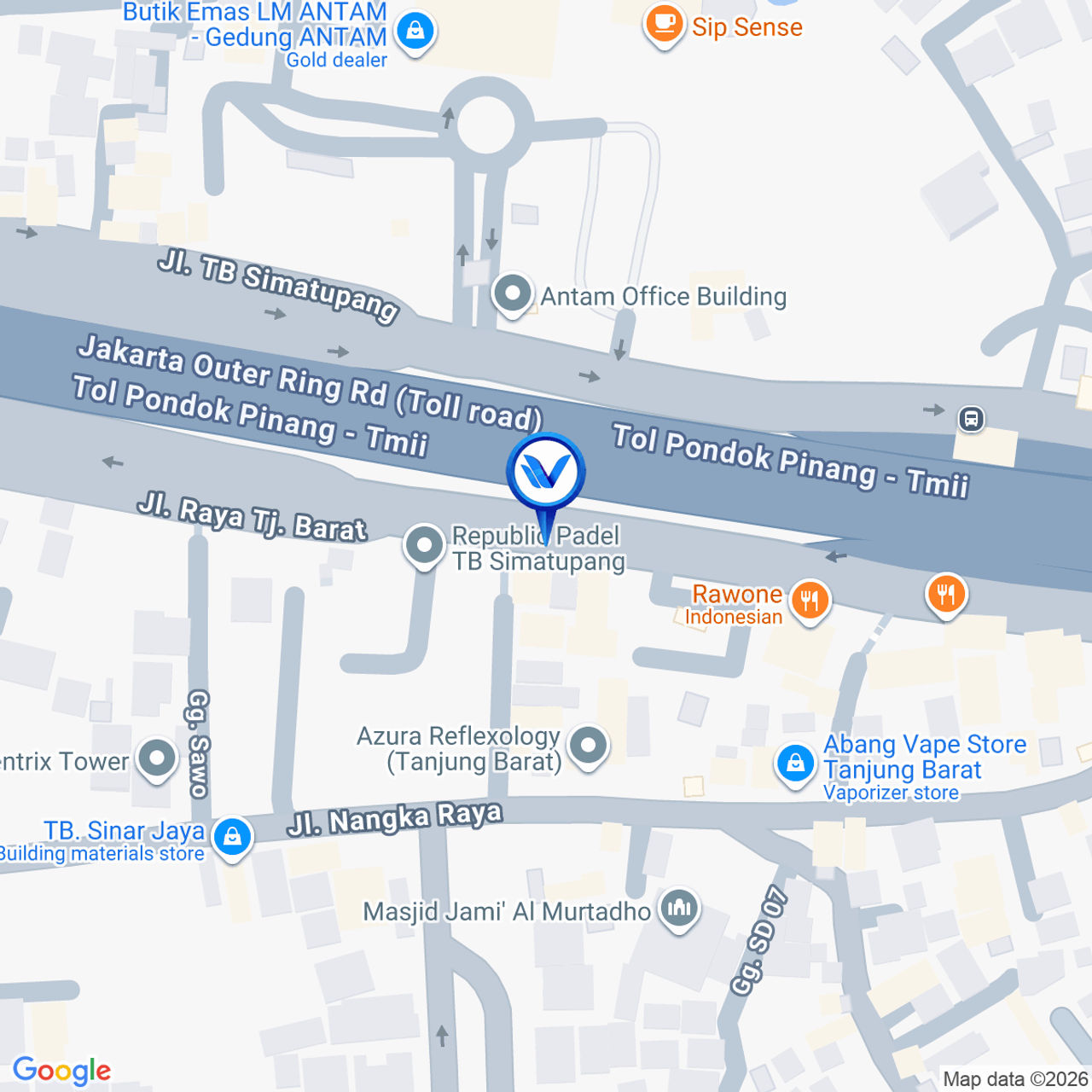 Peta Lokasi Jl. TB. Simatupang (Tanjung Barat), Jakarta Selatan