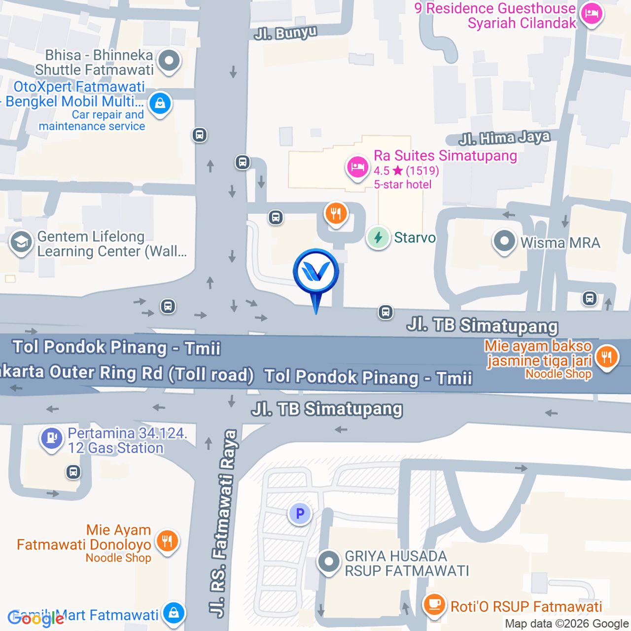 Peta Lokasi Jl. TB. Simatupang (Perempatan Fatmawati), Jakarta Selatan