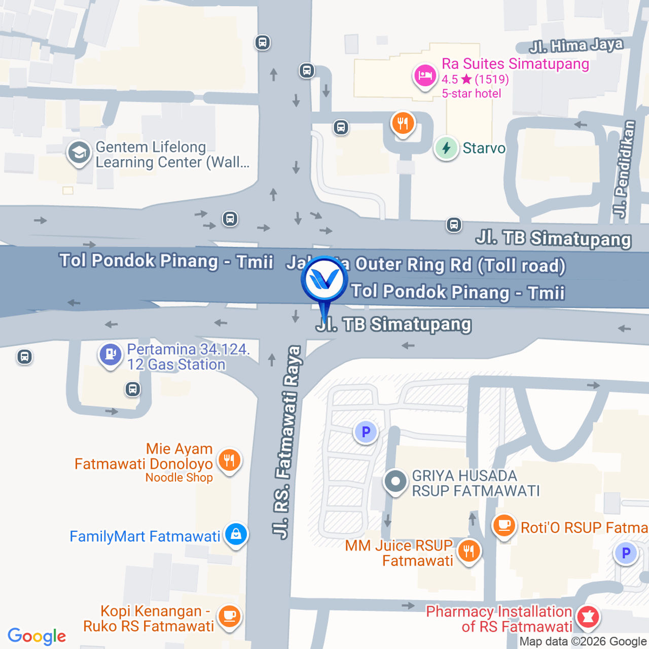 Peta Lokasi Jl. TB Simatupang (Perempatan Fatmawati), Jakarta Selatan