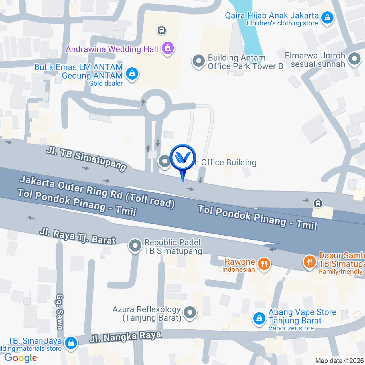 Peta Lokasi Jl. TB Simatupang (depan Gedung Antam), Jakarta Selatan