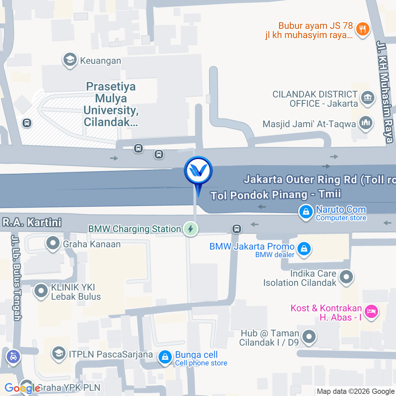 Peta Lokasi Jl. Tol Jorr KM 21+950 (Depan Auto 2000), Jakarta Selatan