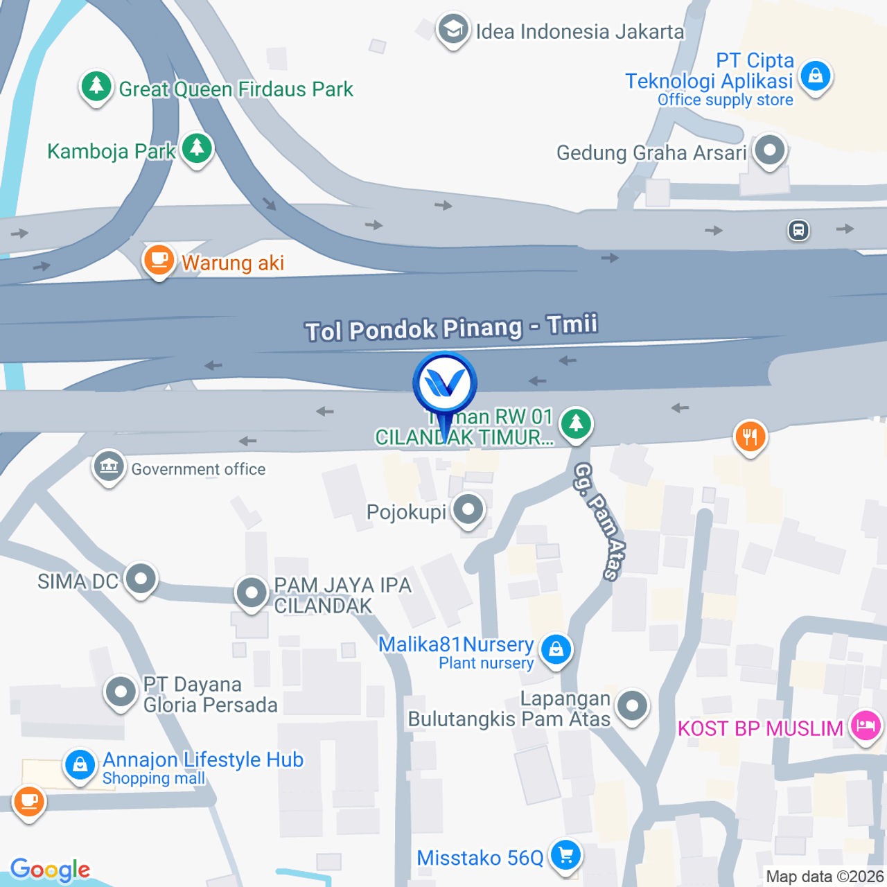 Peta Lokasi Jl. TB Simatupang (Depan Gedung Talavera), Jakarta Selatan