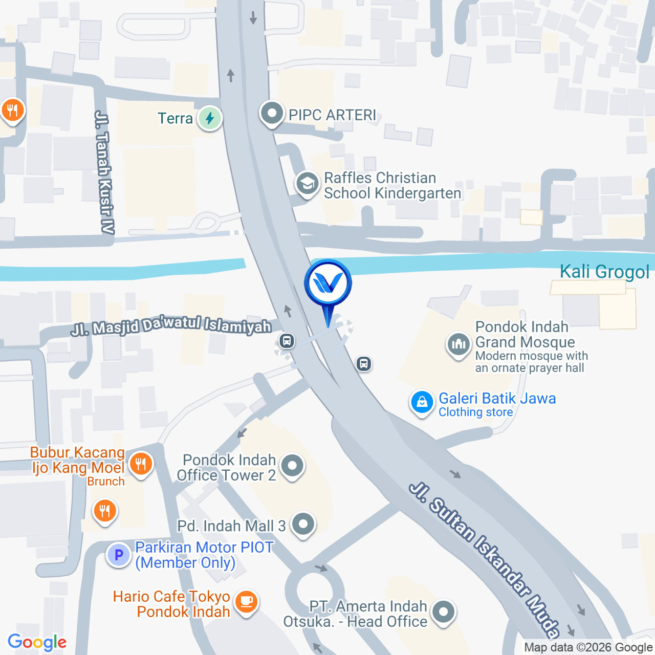 Peta Lokasi JPO Pondok Indah (Jl. Sultan Iskandar Muda), Jakarta Selatan