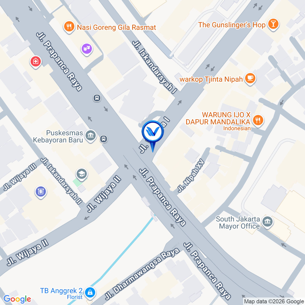 Peta Lokasi JL PRAPANCA RAYA (PEREMPATAN PRAPANCA, DEKAT KANTOR WALIKOTA), Jakarta Selatan
