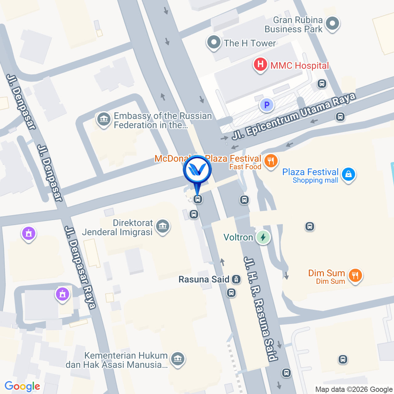 Peta Lokasi Jl. H.R Rasuna Said (GOR Sumantri), Jakarta Selatan