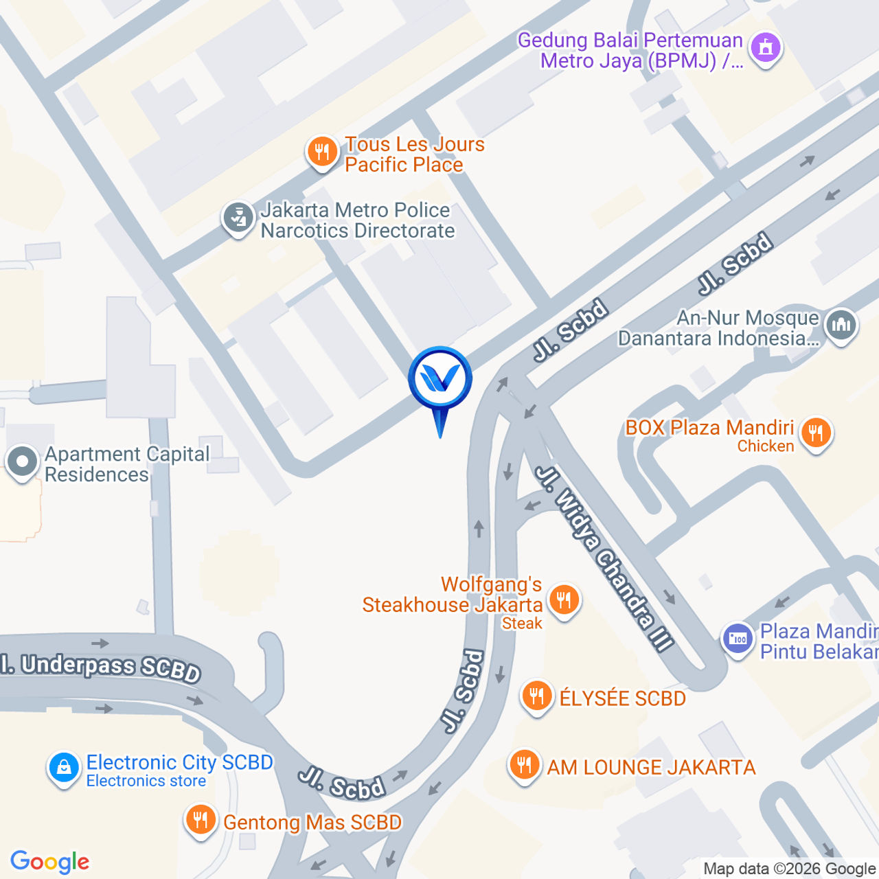 Peta Lokasi LED SCBD Lot 23 Jl. Jend. Sudirman, Jakarta Selatan