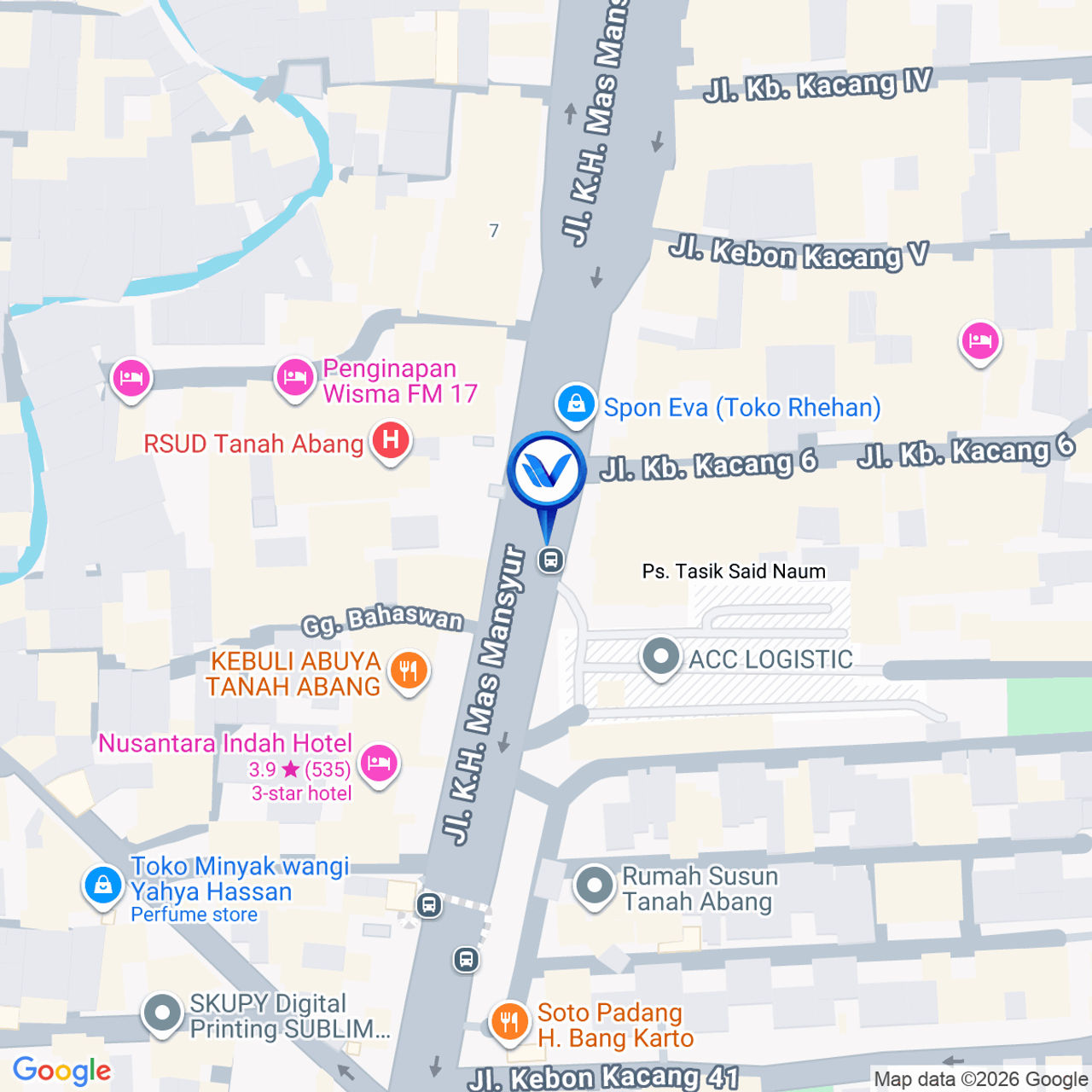 Peta Lokasi Jl. KH Mas Mansyur (Depan Yayasan Said Naum), Jakarta Pusat