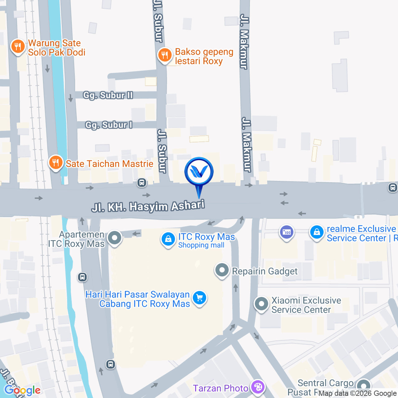 Peta Lokasi Jl. KH Hasyim Ashari (Roxy), Jakarta Pusat