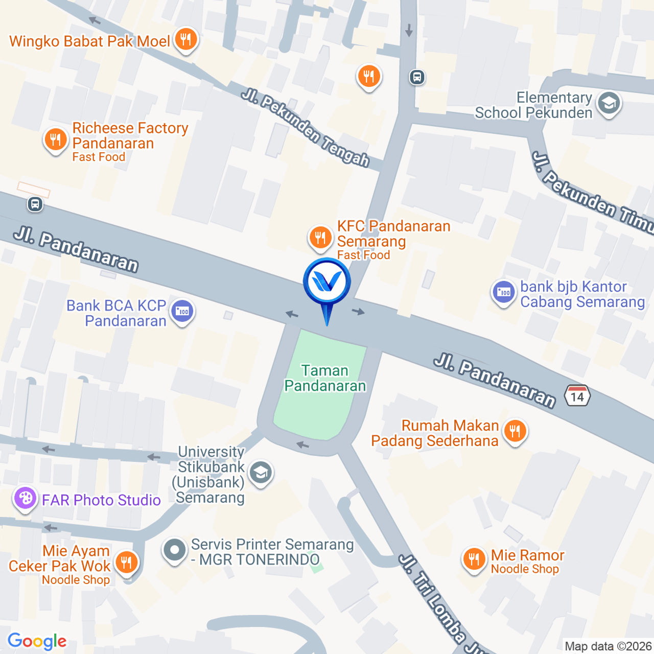 Peta Lokasi Jl. Pandanaran (Depan Taman Pandanaran), Semarang