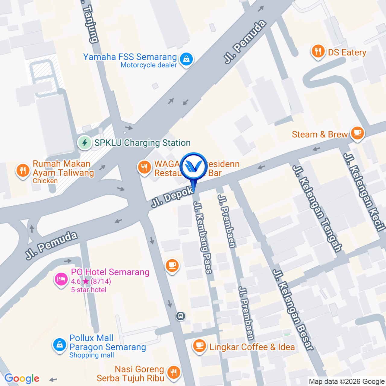 Peta Lokasi Jl. Depok Bundaran Mall Paragon, Semarang