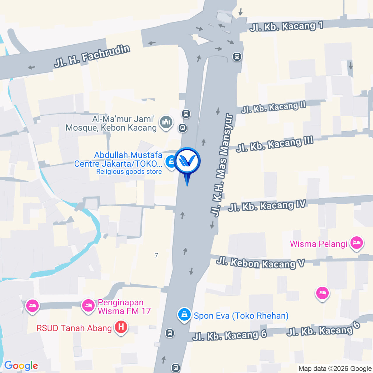 Peta Lokasi Jl. KH Mas Mansyur (Dekat Tanah Abang), Jakarta Pusat