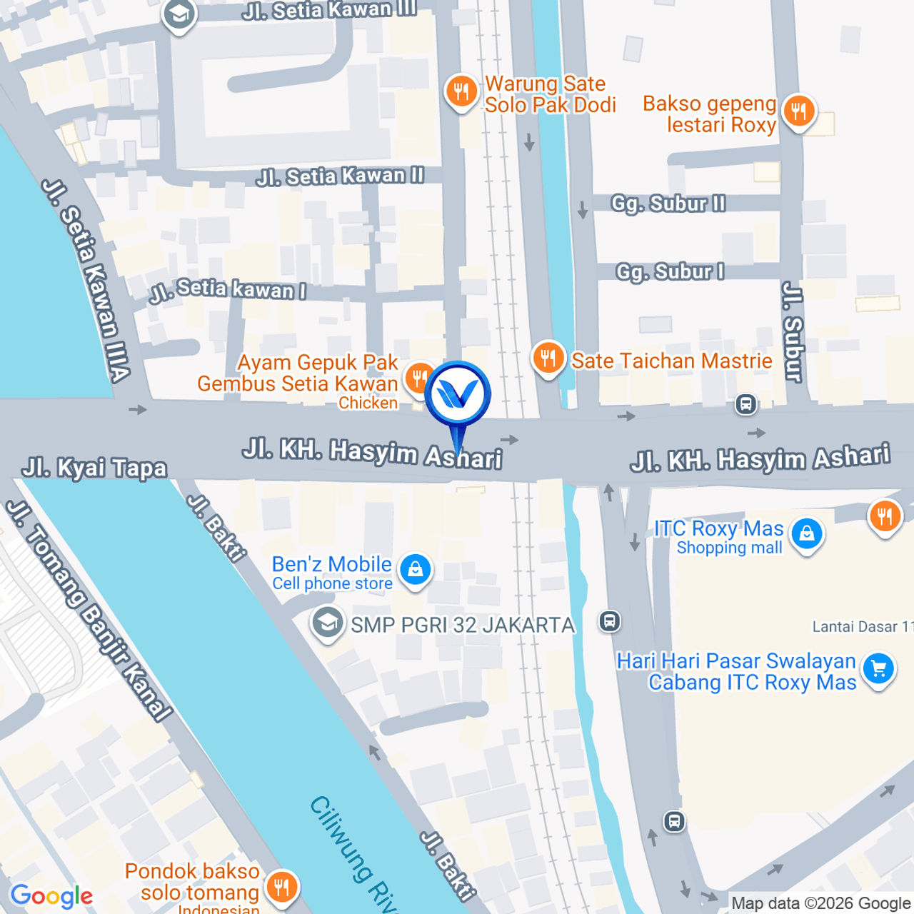 Peta Lokasi Jl. KH. Hasyim Ashari (Roxy), Jakarta Pusat