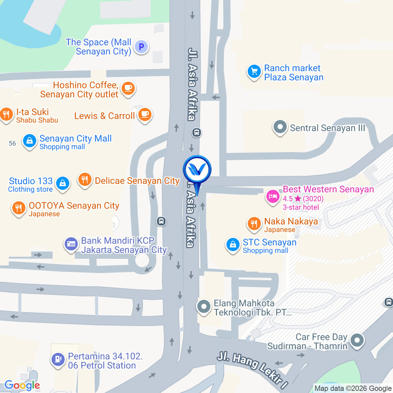 Peta Lokasi Jl. Asia Afrika (Senayan Trade Center), Jakarta Pusat