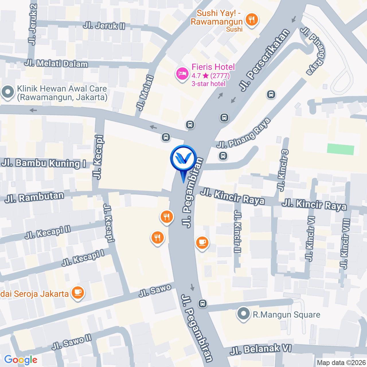 Peta Lokasi Jl. Pegambiran (pasar rawamangun), Jakarta Timur