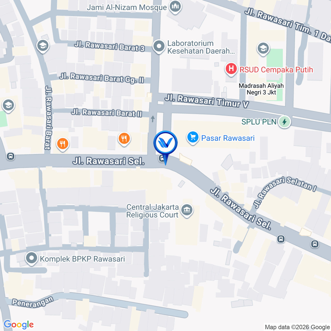 Peta Lokasi Jl. Rawasari Selatan (Pasar Rawasari), Jakarta Timur
