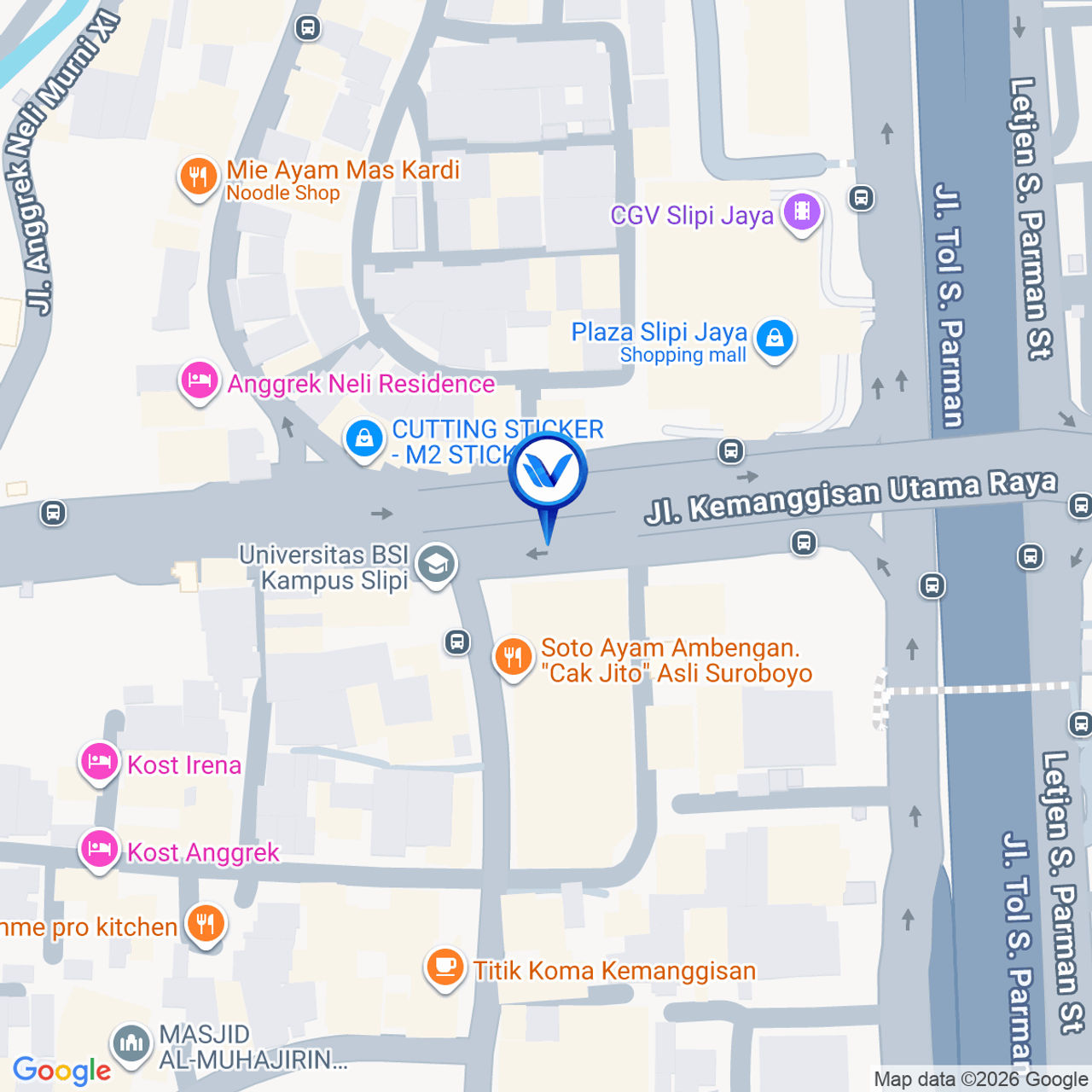Peta Lokasi Jl. Kemanggisan Utama Raya (Pasar Slipi), Jakarta Barat