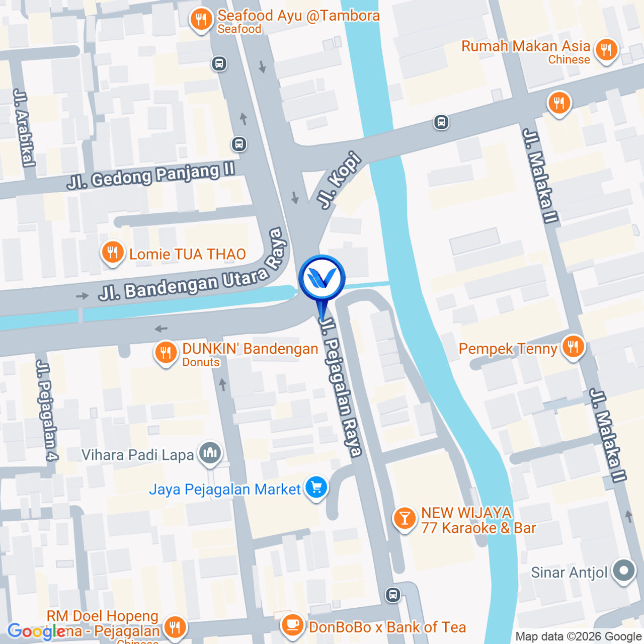 Peta Lokasi Jl. Bandengan - Pertigaan Jl. Gedong Panjang - Tambora, Jakarta Barat