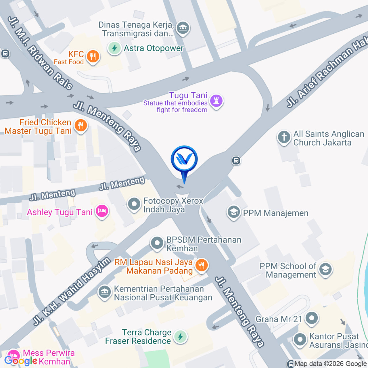 Peta Lokasi LED VIDEOTRON JL. WAHID HASYIM ( BUNDARAN TUGU TANI ), Jakarta Pusat