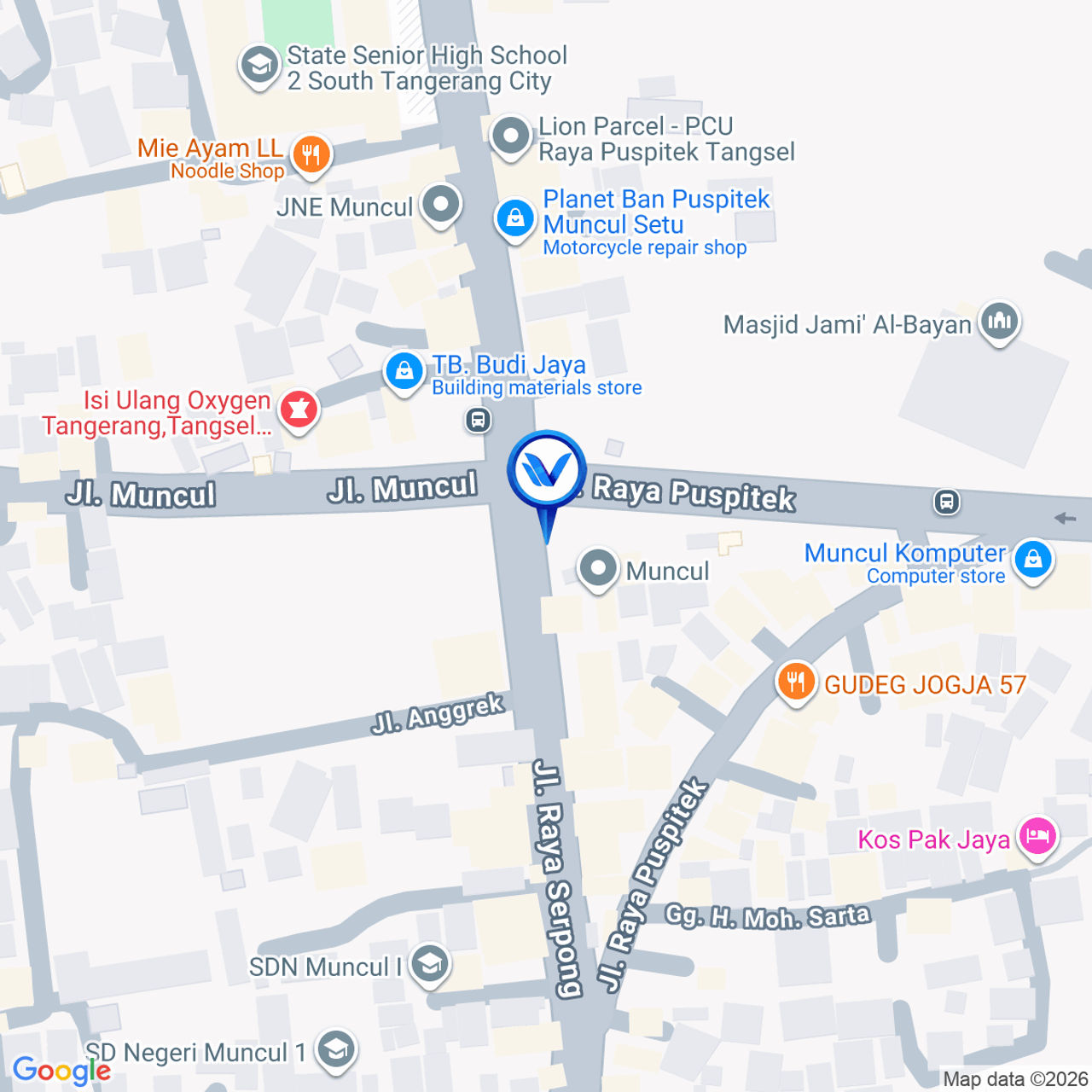 Peta Lokasi Jl. Raya Serpong (Perempatan Muncul), Tangerang Selatan
