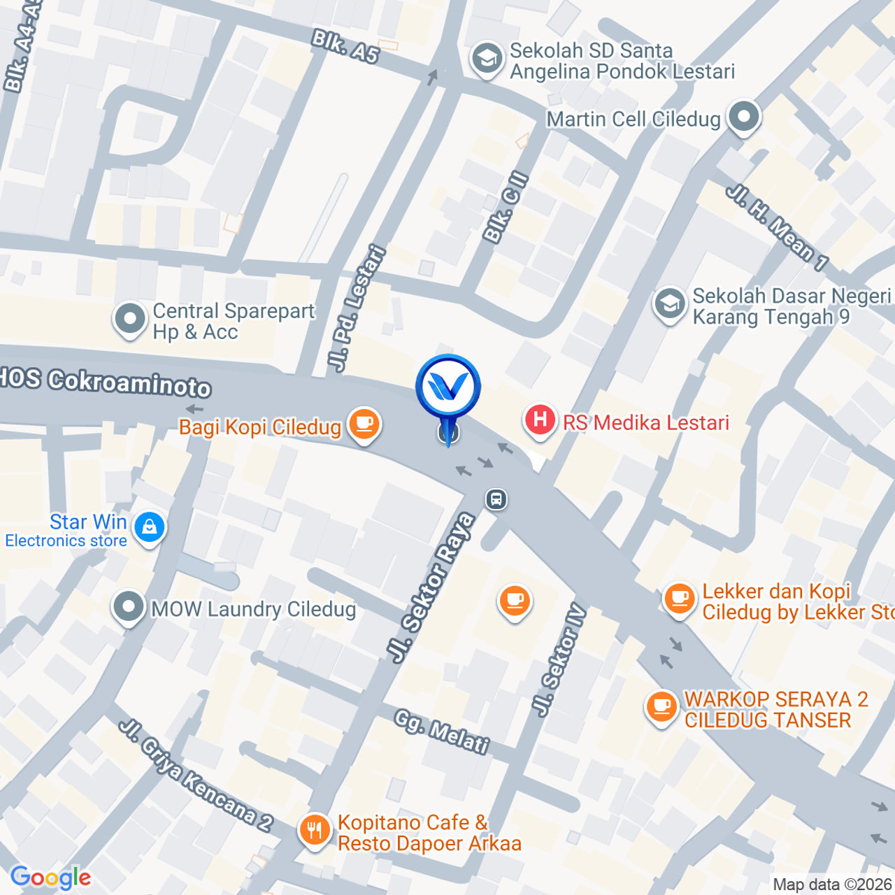 Peta Lokasi Jl. Hos Cokroaminoto CBD (BCA) Ciledug, Tangerang Kota