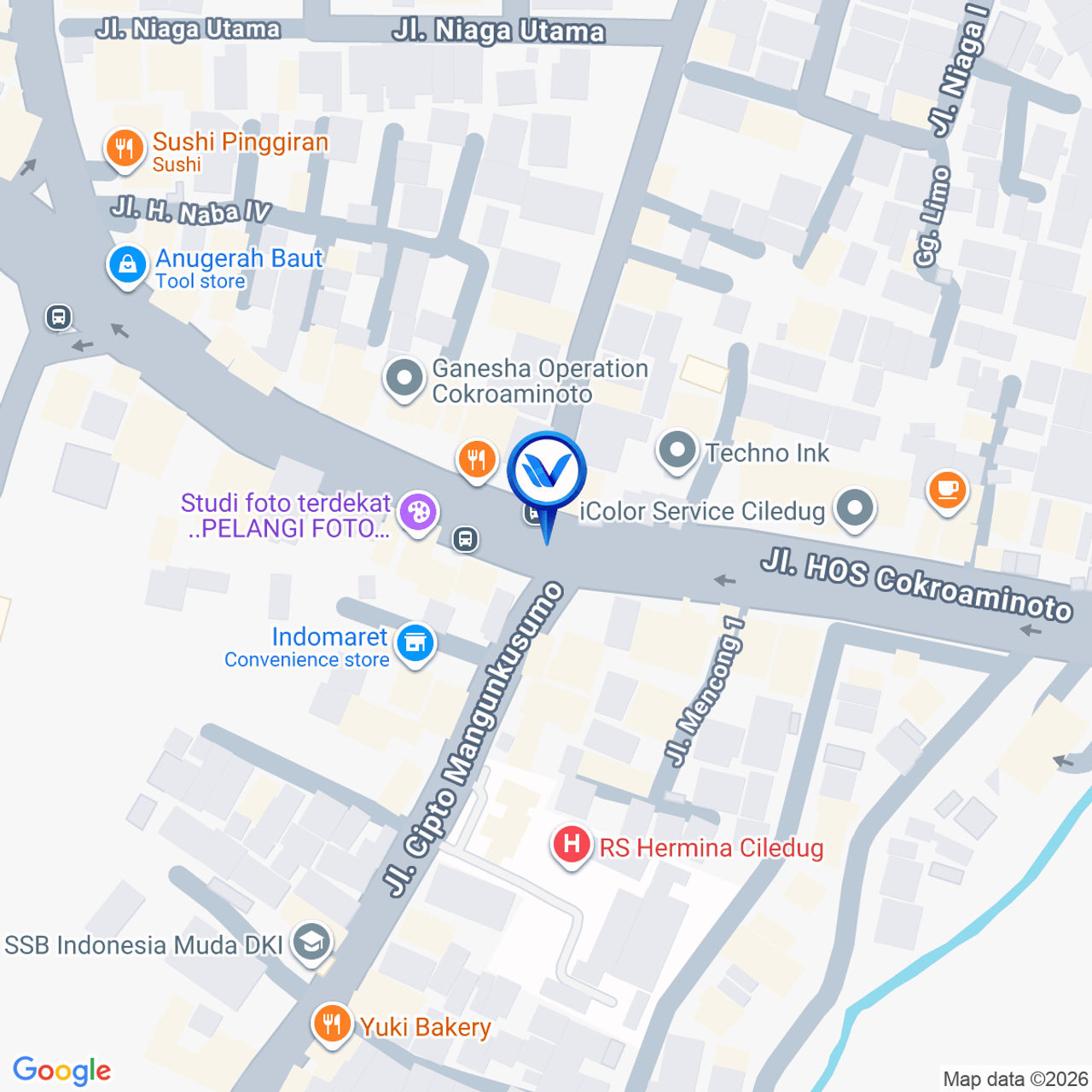 Peta Lokasi Jl. Hos Cokroaminoto Pertigaan H Mencong, Tangerang Kota