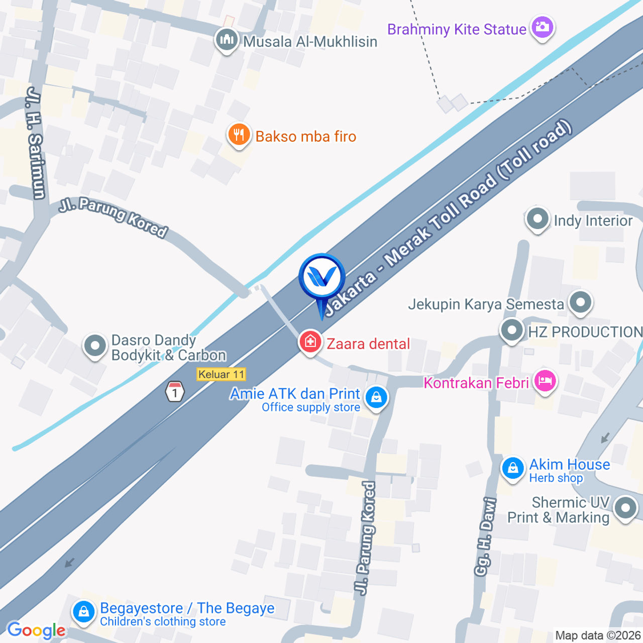 Peta Lokasi Jakarta Tangerang Tol Road KM 09+250, Tangerang