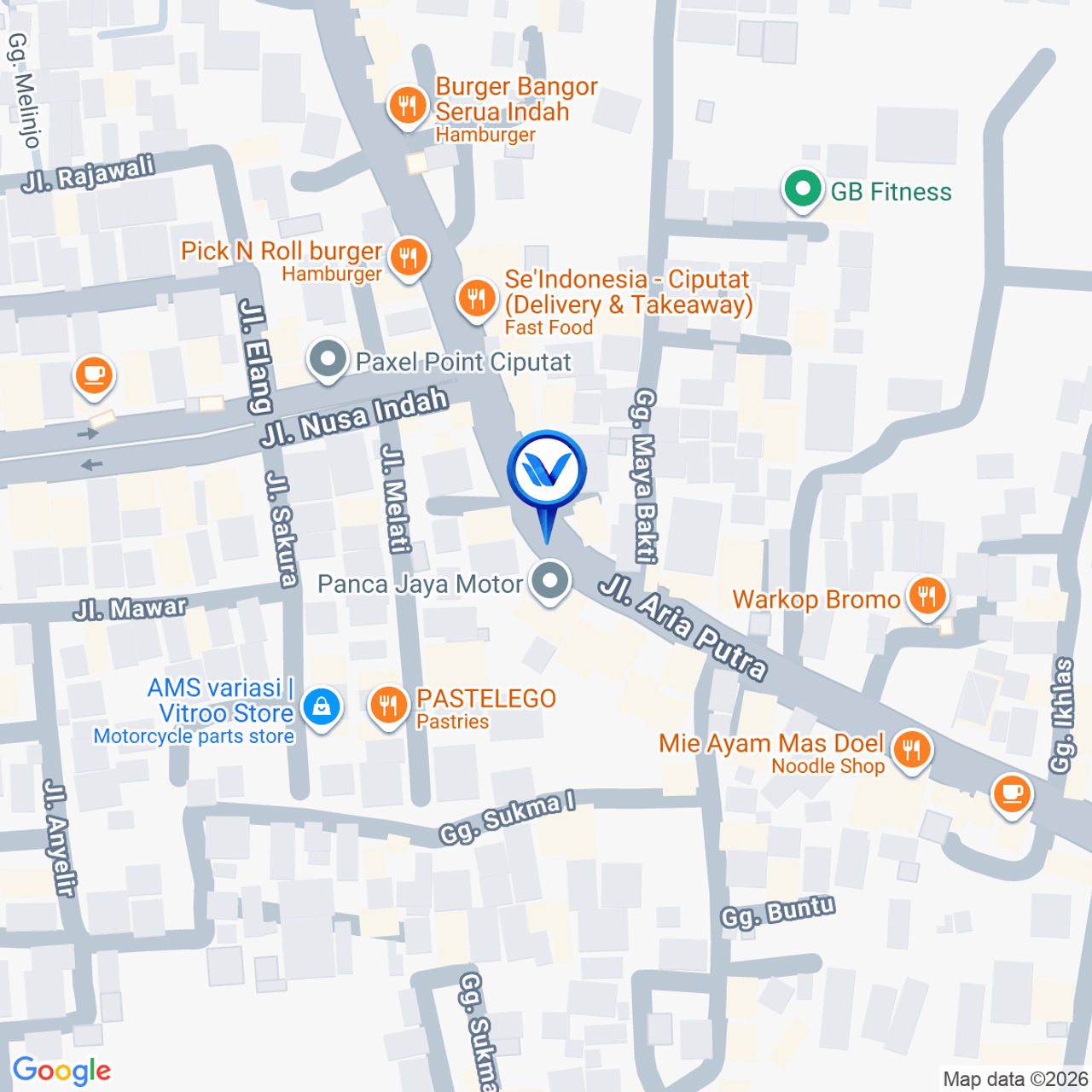Peta Lokasi Jl. Aria Putra (Sesudah Polsub Sektor Serua, Ciputat), Tangerang Selatan