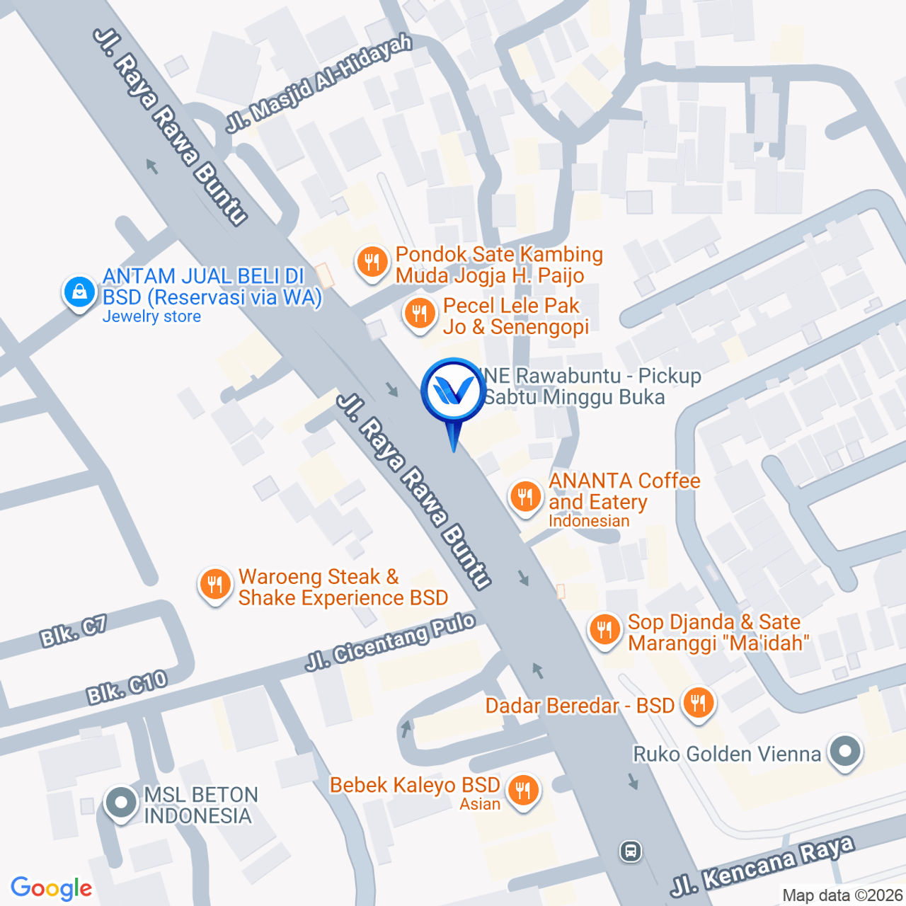 Peta Lokasi Jl. Raya Rawa Buntu, Tangerang Selatan
