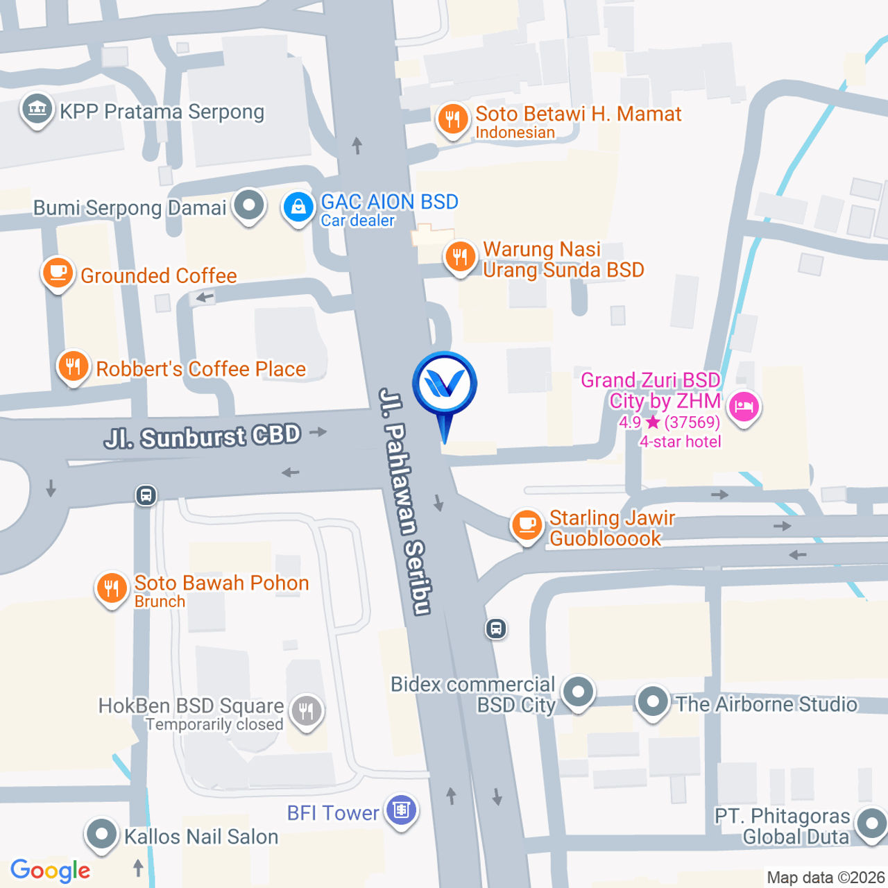 Peta Lokasi Jl. Pahlawan Seribu Dekat Mall Teras Kota, Tangerang Selatan