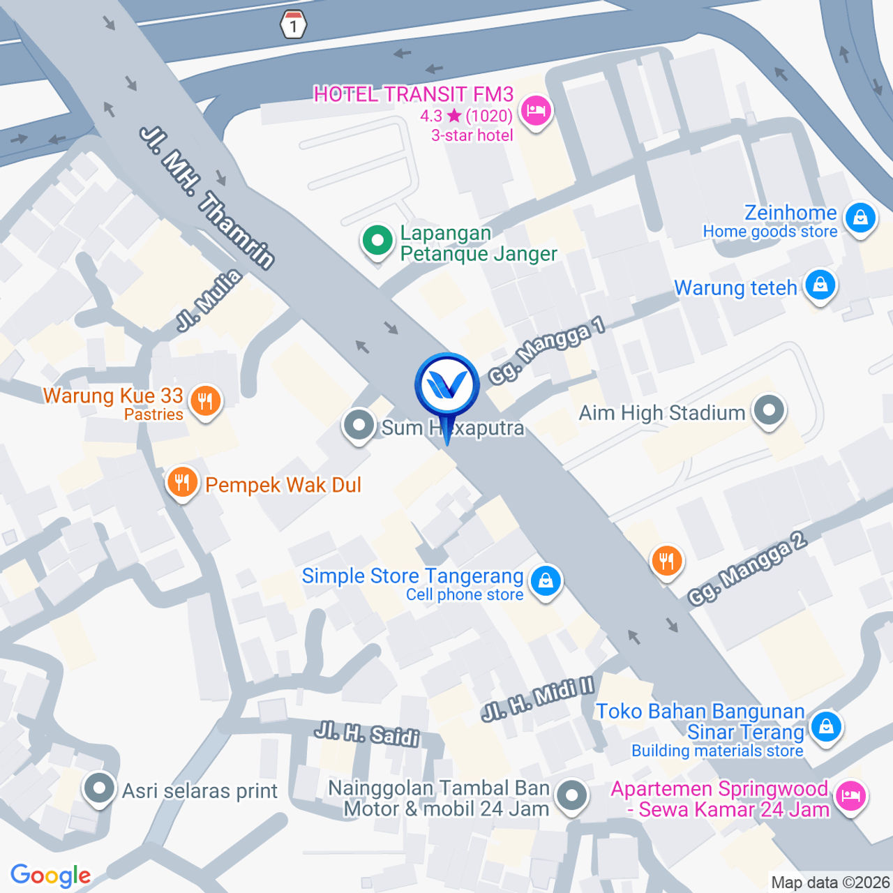 Peta Lokasi Jl. MH. Thamrin (Hook Perempatan Karawaci), Tangerang