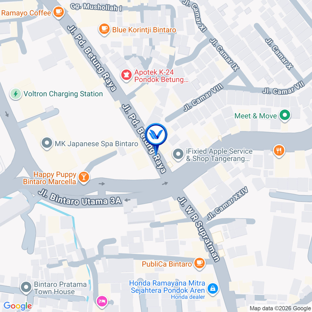 Peta Lokasi Jl. Raya Pondok Betung (Perempatan Bintaro Plaza), Tangerang Selatan