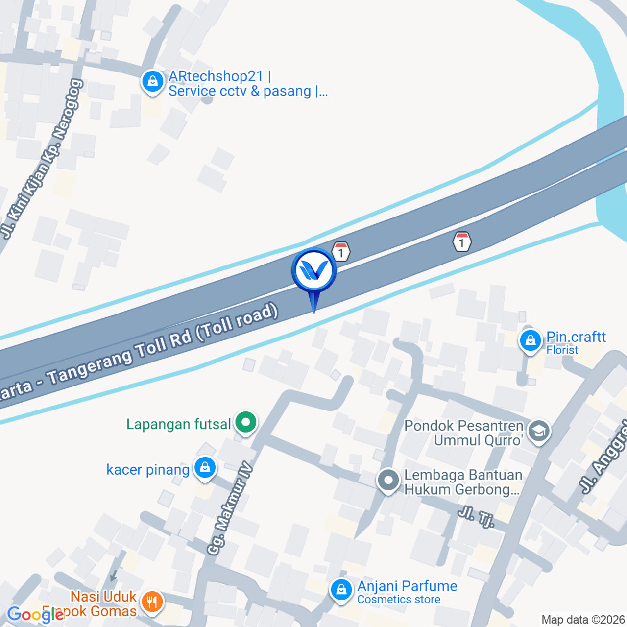 Peta Lokasi Tol Jakarta Tangerang KM 12+250A, Tangerang