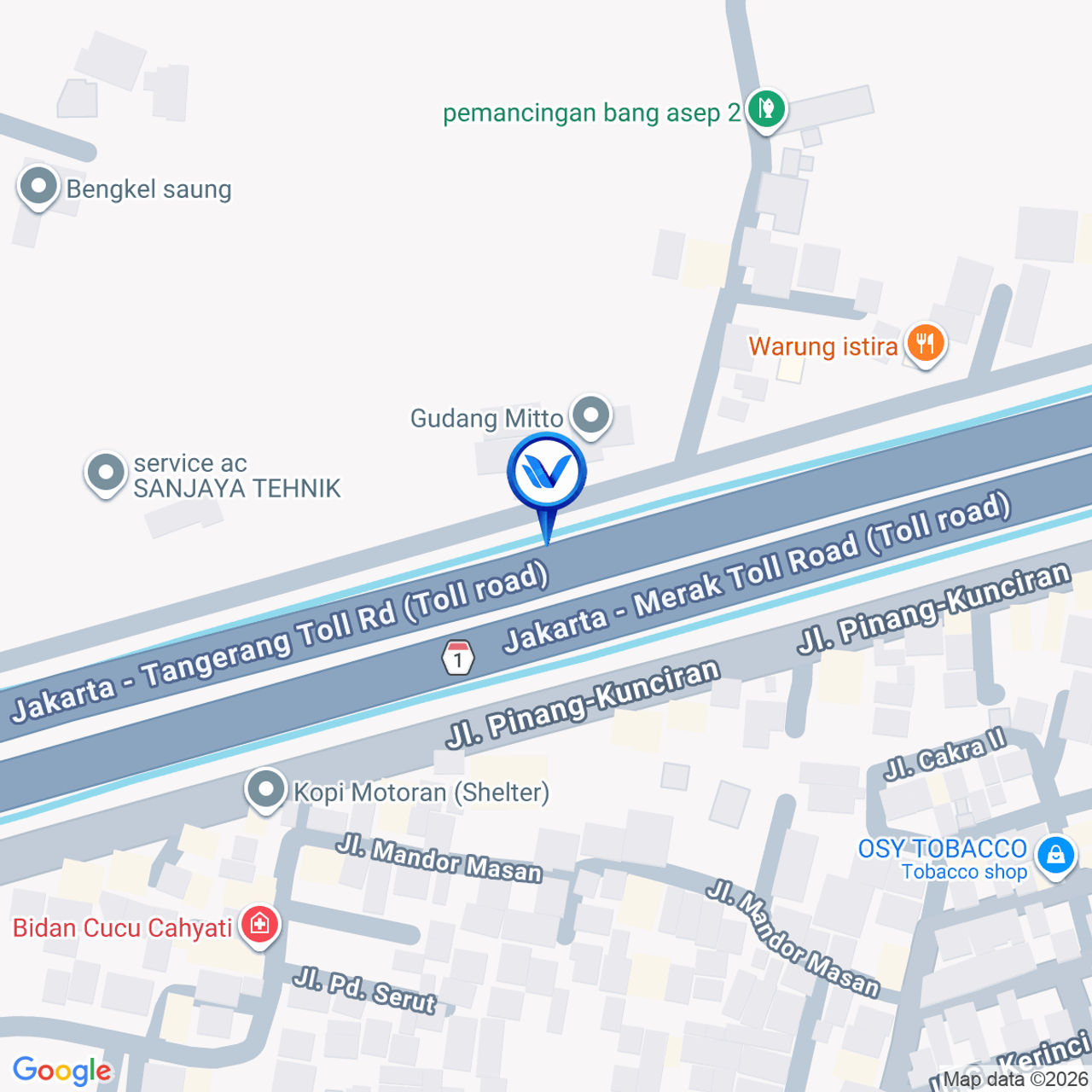 Peta Lokasi Tol Jakarta Tangerang km 14 + 600B, Tangerang