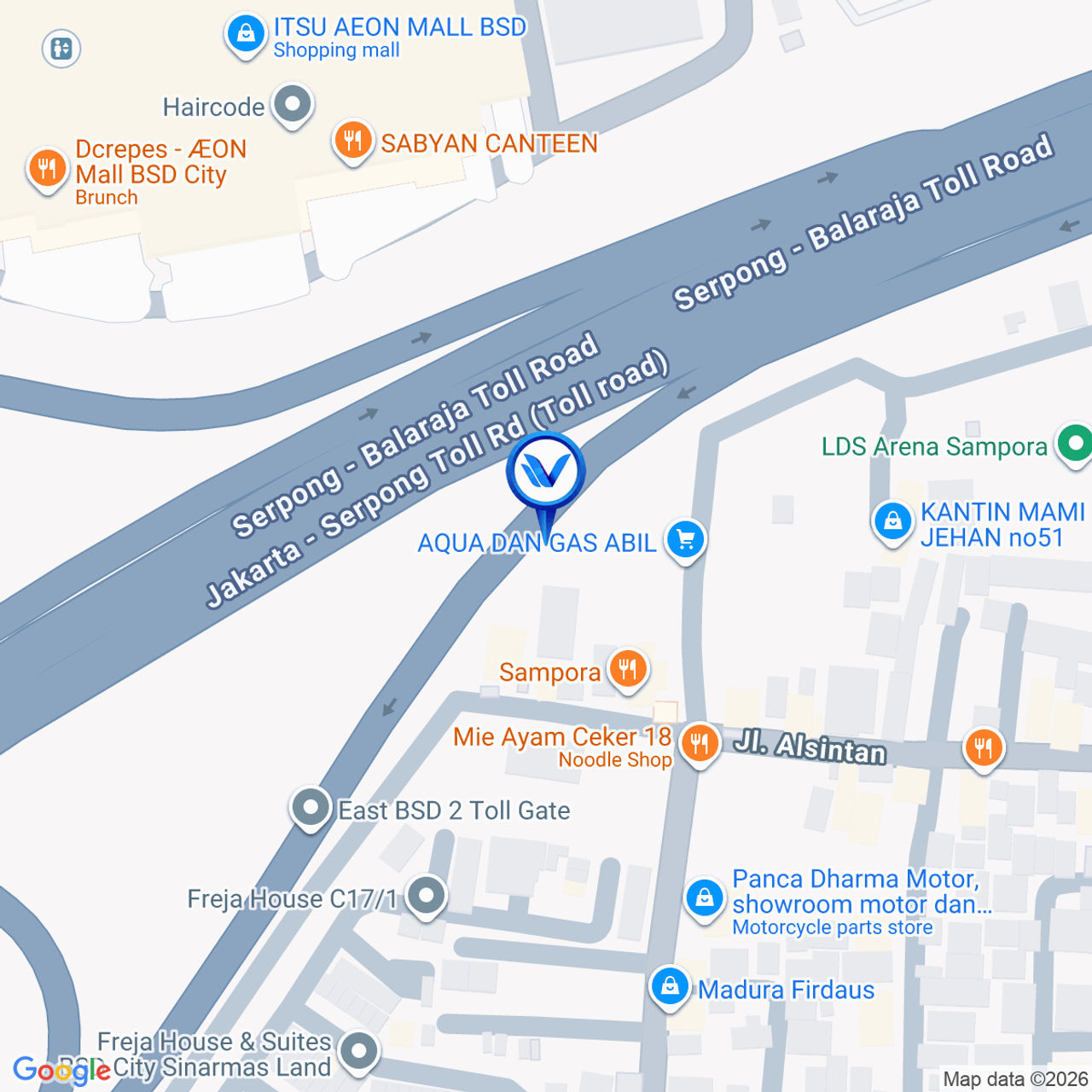 Peta Lokasi Exit Tol Serbaraja, Tangerang
