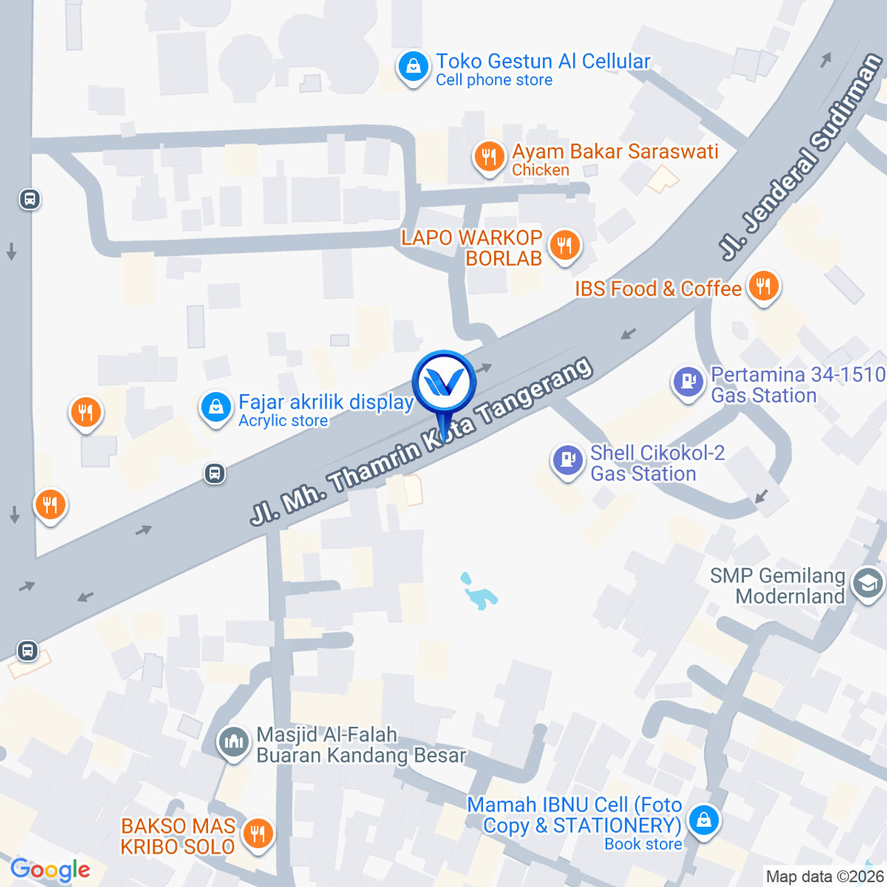 Peta Lokasi Jl. Jend. Sudirman (POM Bensin Shell), Tangerang