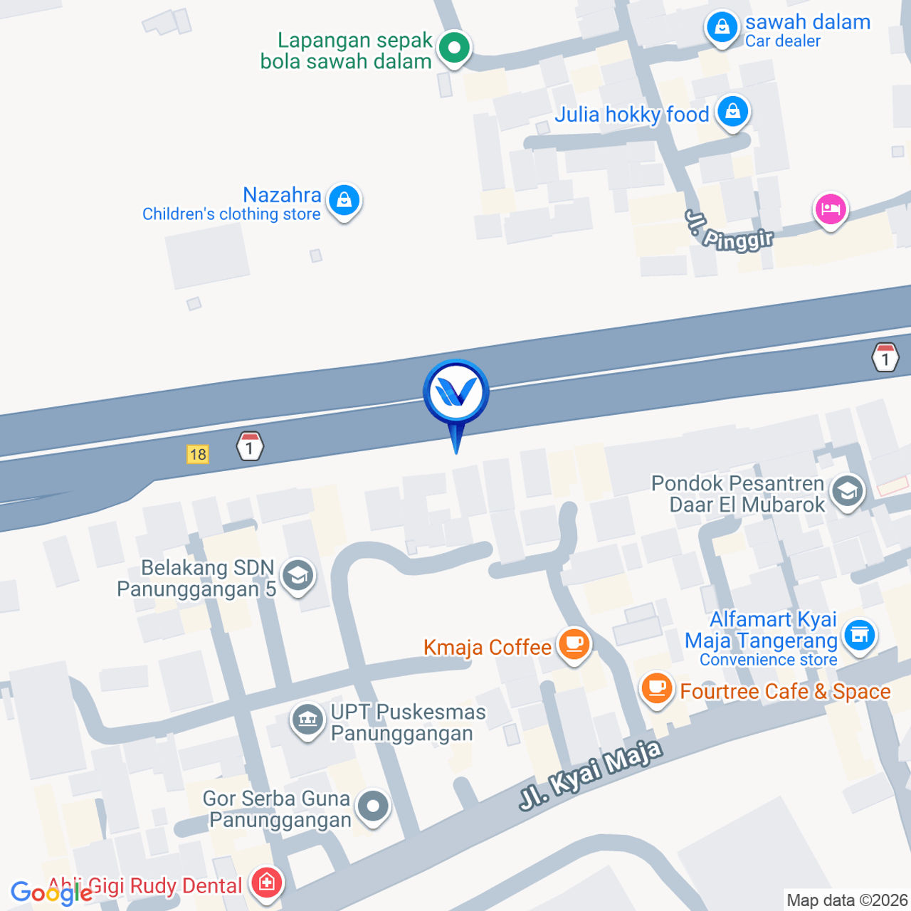 Peta Lokasi Tol Jakarta Tangerang KM 17 + 900 A (Exit Tol Serpong), Tangerang