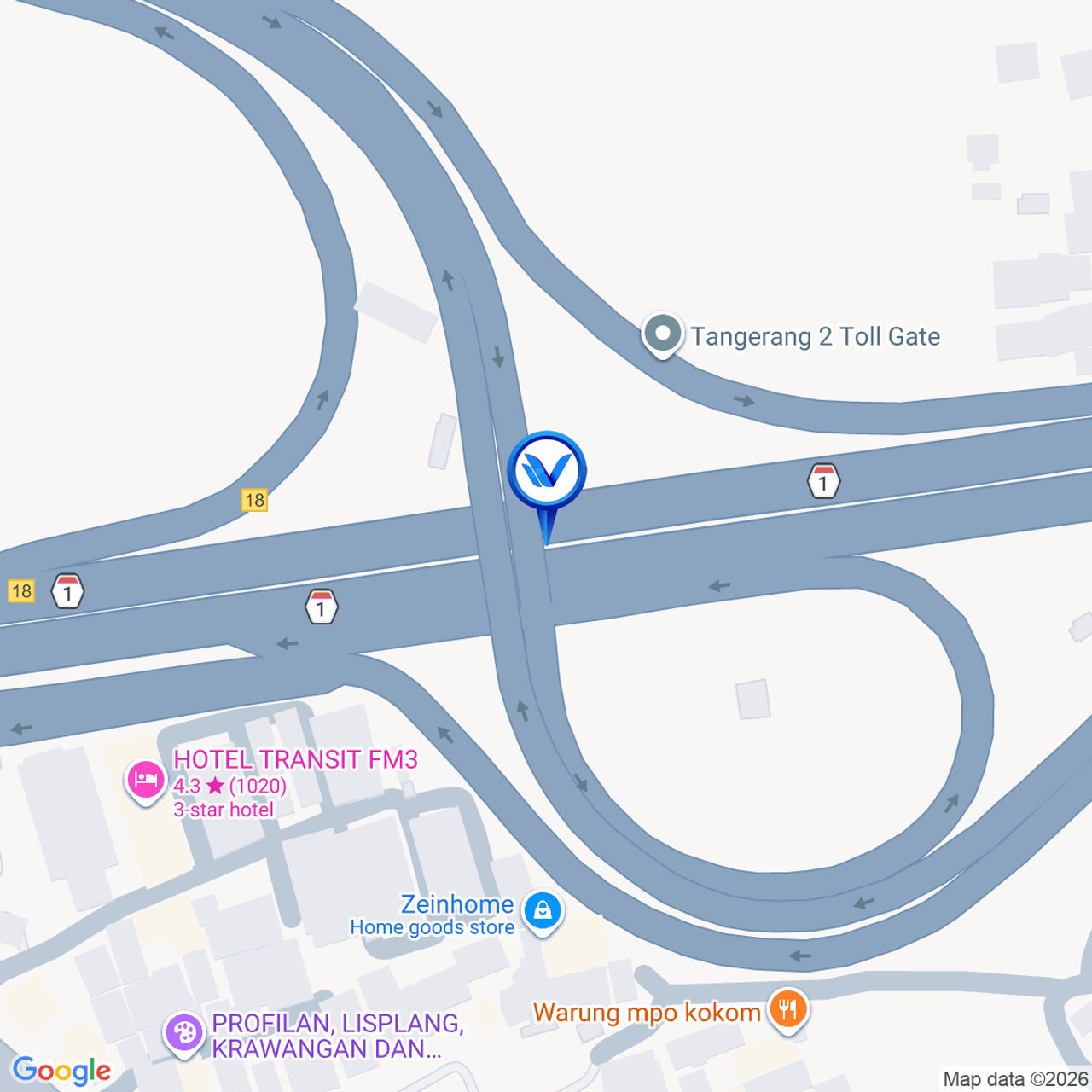 Peta Lokasi Tol Jakarta Tangerang KM 18+700 A, Tangerang