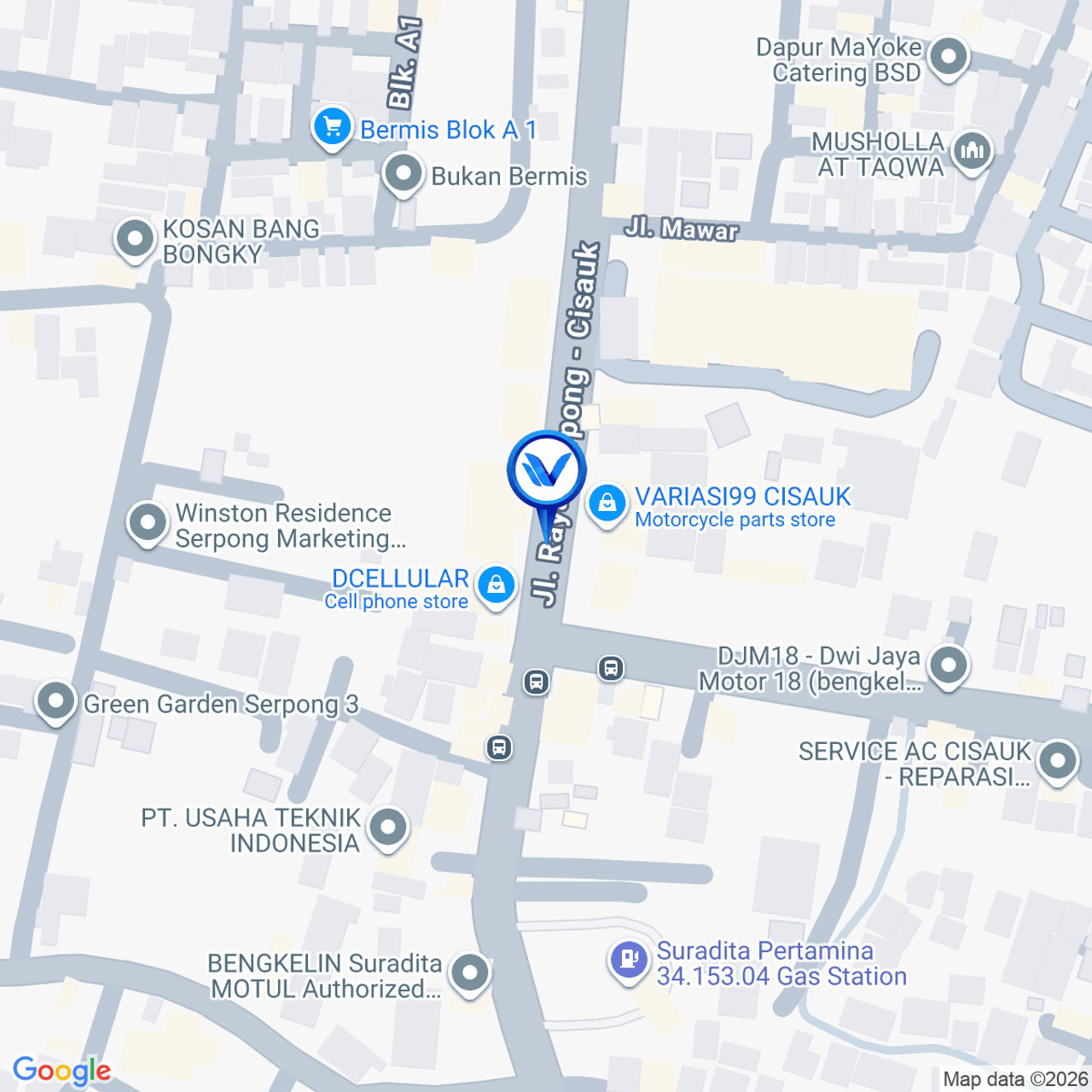 Peta Lokasi Jl. Raya Cisauk (Pertigaan Suradita), Tangerang