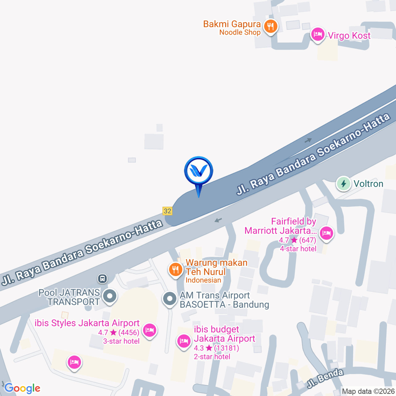 Peta Lokasi Tol Sediyatmo KM 32 + 800 A (Seberang Hotel Ibis), Tangerang