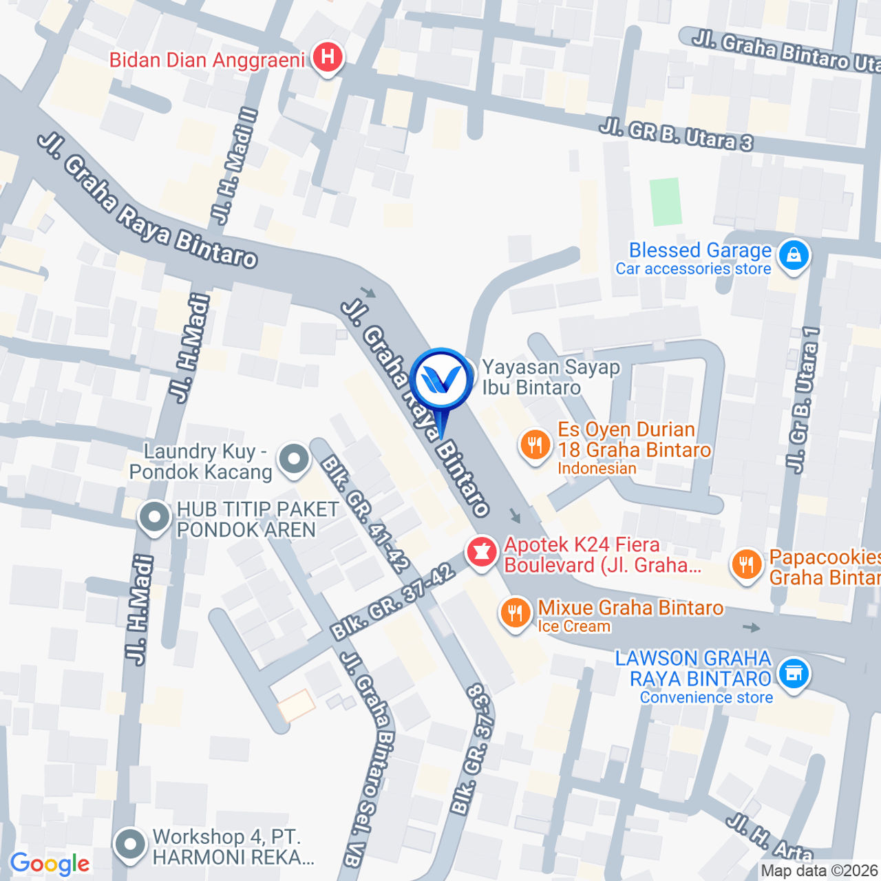 Peta Lokasi Jl. Graha raya Bintaro, Pd Kacang Barat, Tangerang Selatan