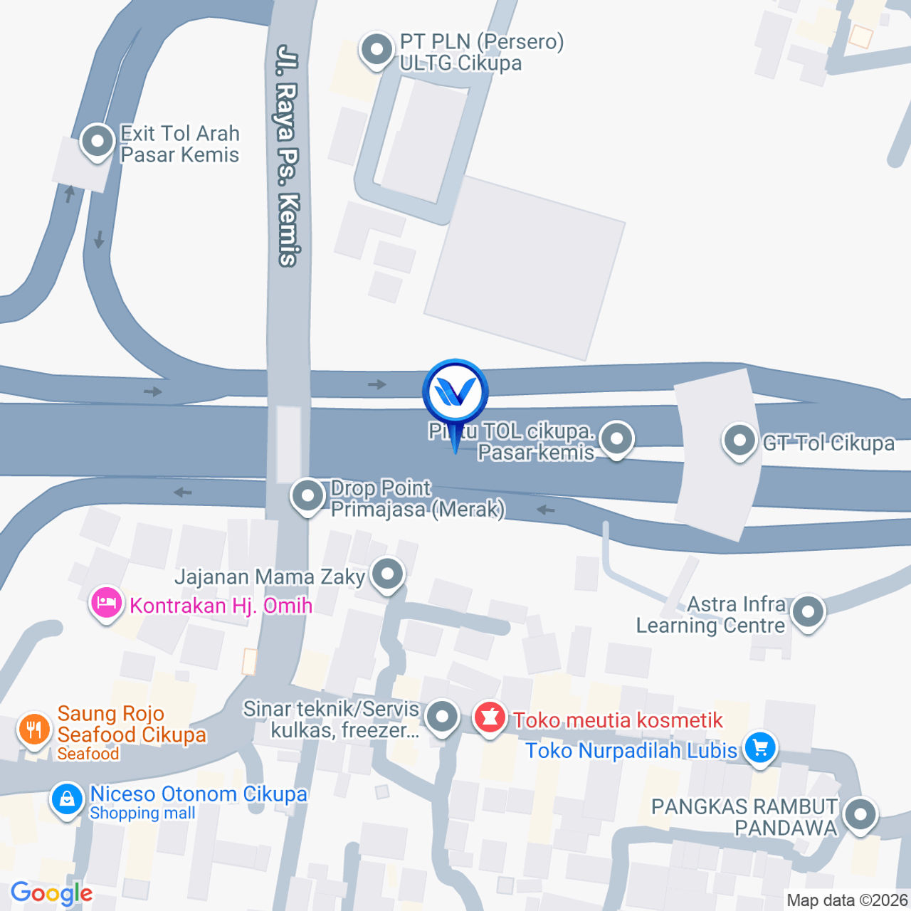Peta Lokasi Tol Tangerang Merak KM 31 +500 A (Gerbang Tol Cikupa), Tangerang