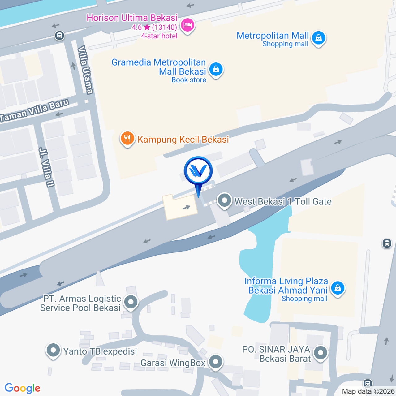 Peta Lokasi Jl. Tol Exit Bekasi Barat, Bekasi